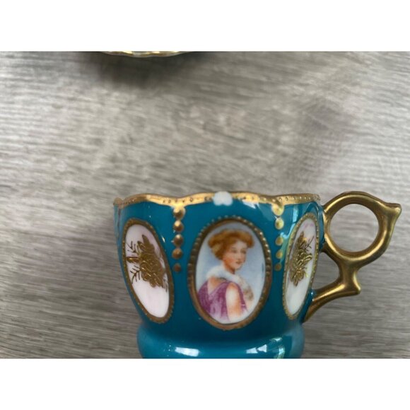 Vintage Chugai China Espresso Cup & Saucer, Hand Painted Made in Occupied Japan - Picture 3 of 10